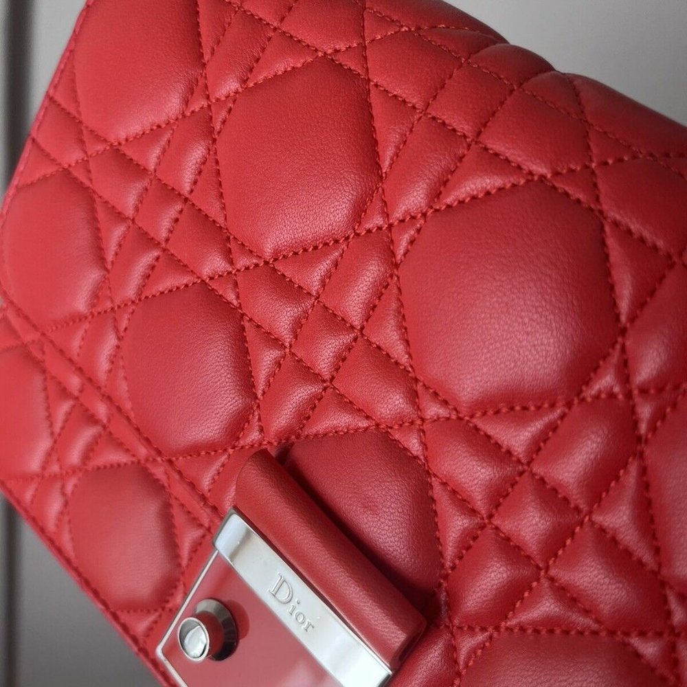 CHRISTIAN DIOR Lambskin Cannage Miss Dior Promenade Bag Coral Orange/Vermillion - Picture 7 of 17